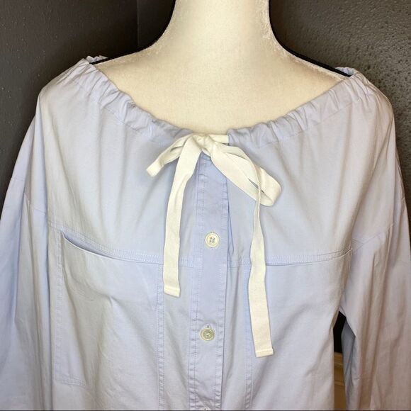 Theory Drawstring Collar Button Down Shirt - Picture 2 of 8